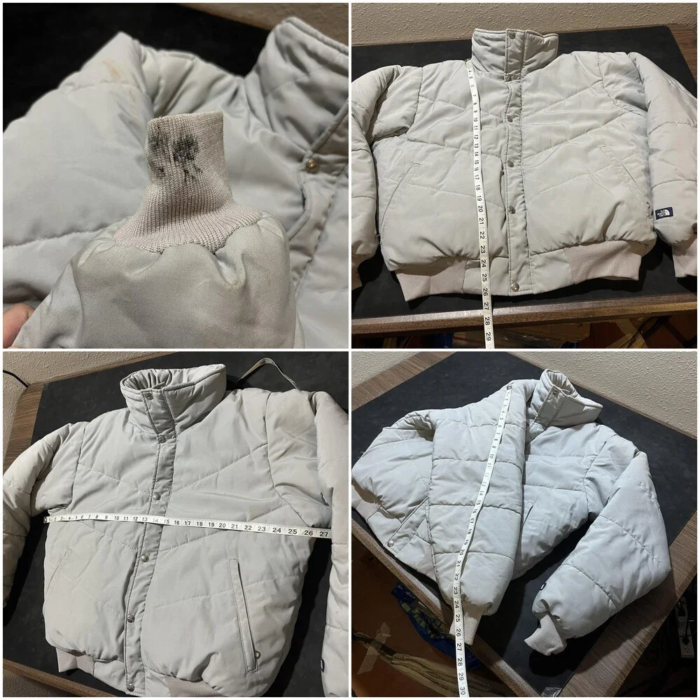 Vintage The North Face Jacket Nuptse 1970s Quilted Puffer Bomber Made in USA 60s
